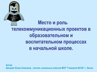 Место и роль телекоммуникационных проектов в образовательном и воспитательном процессах