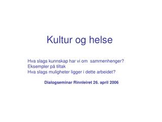 Kultur og helse