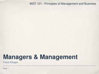 Managers &amp; Management