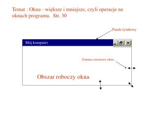 Temat : Okna - większe i mniejsze, czyli operacje na oknach programu. Str. 30