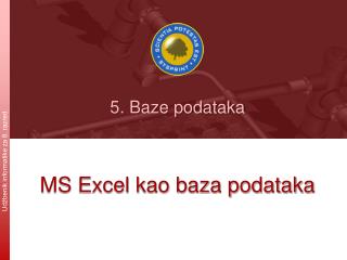 MS Excel kao baza podataka