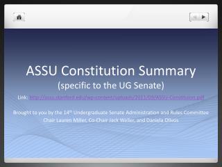 ASSU Constitution Summary (specific to the UG Senate)