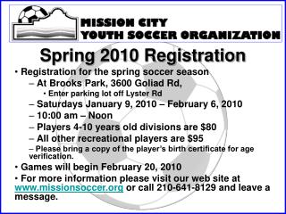 Spring 2010 Registration