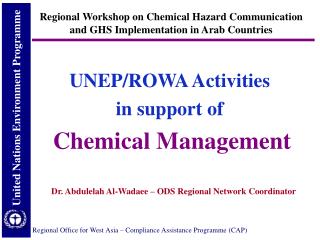 UNEP/ROWA Activities in support of Chemical Management