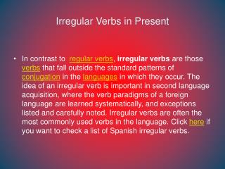Irregular Verbs in Present