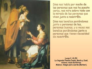 Lucas 2, 41-52. La Sagrada Familia:Jesús, María y José. Autora: Asun Gutiérrez.