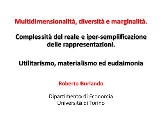 Roberto Burlando Dipartimento di Economia Università di Torino