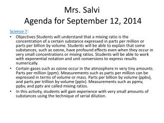 Mrs. Salvi Agenda for September 12, 2014