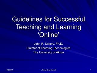 Guidelines for Successful Teaching and Learning ‘Online’