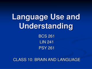Language Use and Understanding