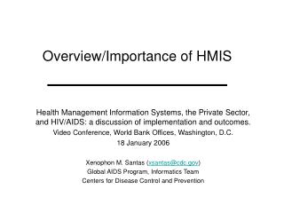 Overview/Importance of HMIS