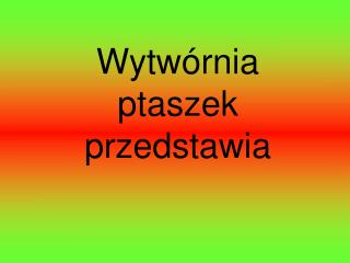 Wytwórnia ptaszek przedstawia