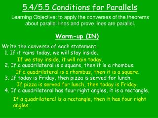 5.4/5.5 Conditions for Parallels