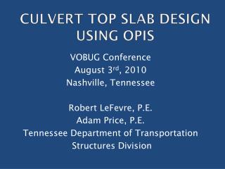 Culvert Top Slab Design Using Opis