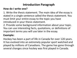 Introduction Paragraph How do I write one?