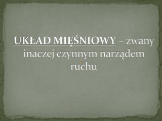 UKŁAD MIĘŚNIOWY – zwany inaczej czynnym narządem ruchu