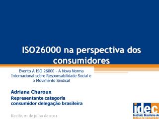 ISO26000 na perspectiva dos consumidores