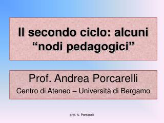 Il secondo ciclo: alcuni “nodi pedagogici”