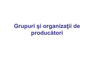 Grupuri şi organizaţii de producători