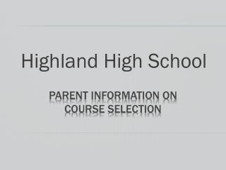 Parent Information on Course Selection
