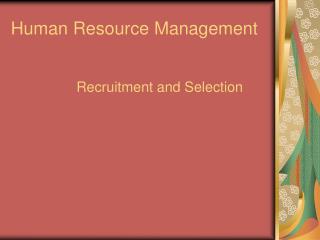 Human Resource Management