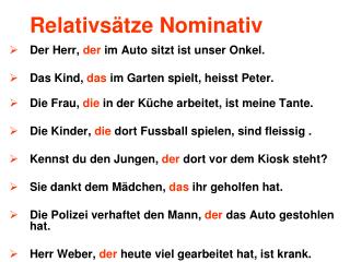 Relativsätze Nominativ