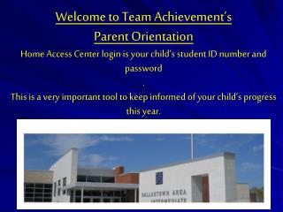 Welcome to Team Achievement’s Parent Orientation