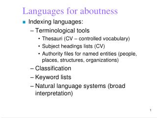 Languages for aboutness