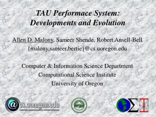 TAU Performace System: Developments and Evolution