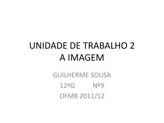UNIDADE DE TRABALHO 2 A IMAGEM