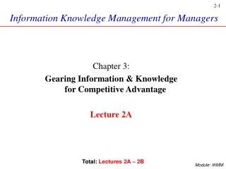 Information Knowledge Management for Managers