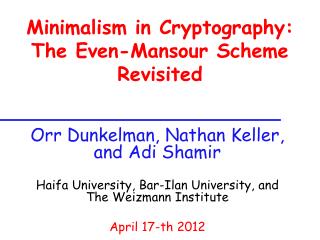 Minimalism in Cryptography: The Even-Mansour Scheme Revisited