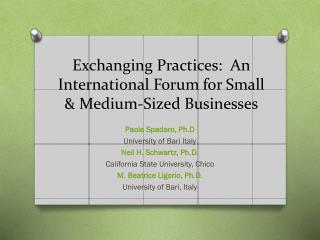 Exchanging Practices: An International Forum for Small &amp; Medium-Sized Businesses