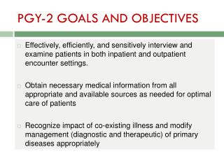PGY-2 GOALS AND OBJECTIVES