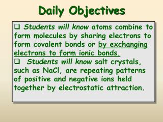 Daily Objectives