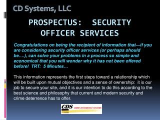 Prospectus: security officer services