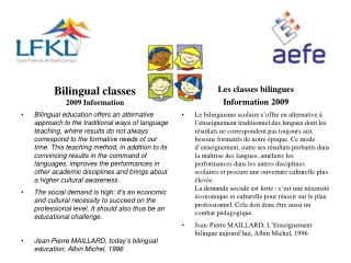 Bilingual classes 2009 Information