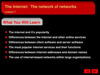 The internet and it’s popularity Differences between the internet and other online services