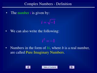 Complex Numbers - Definition