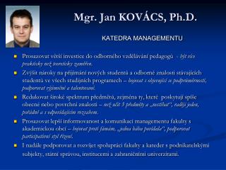 Mgr. Jan KOVÁCS, Ph.D.