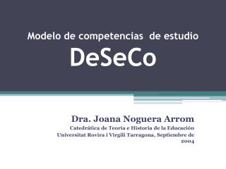 Modelo de competencias de estudio DeSeCo