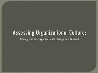 Assessing Organizational Culture: Moving Towards Organizational Change and Renewal