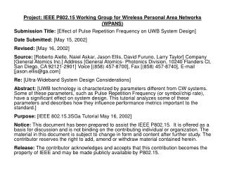 Project: IEEE P802.15 Working Group for Wireless Personal Area Networks (WPANS)