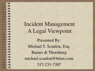 Incident Management A Legal Viewpoint