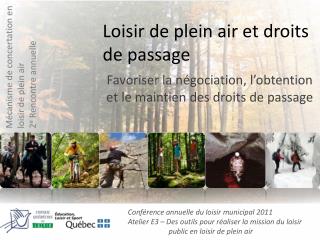 Loisir de plein air et droits de passage