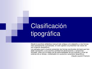 Clasificación tipográfica