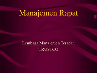 Manajemen Rapat