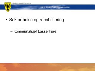 Sektor helse og rehabilitering Kommunalsjef Lasse Fure