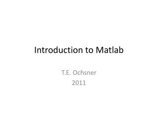 Introduction to Matlab