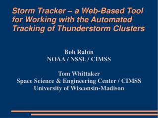 Storm Tracker – a Web-Based Tool for Working with the Automated Tracking of Thunderstorm Clusters